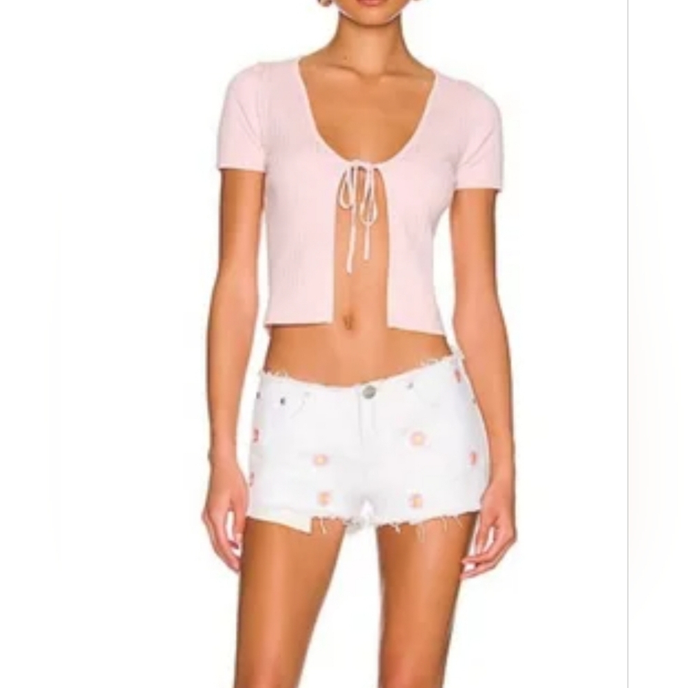 NEW Revolve More To Come Short Size‎ 28 White Caitlin Daisy Distressed Frayed Sm